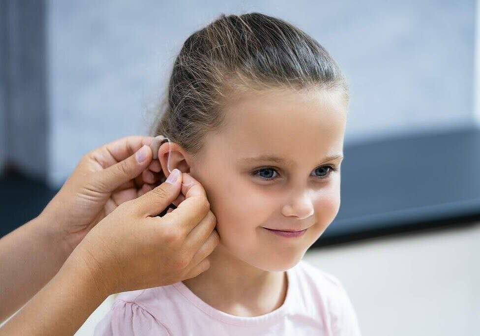 Audiology Hearing Aid For Child. Audiologist And Deaf Disability